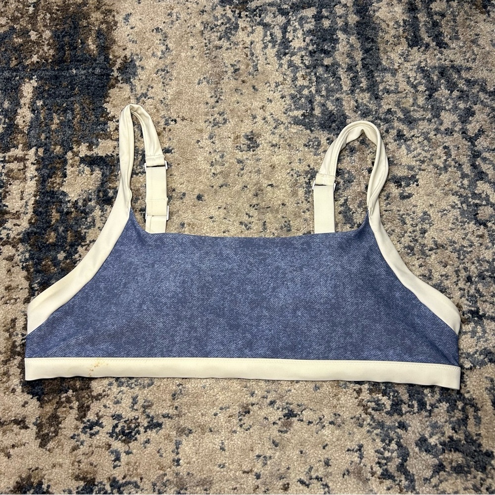Aerie Blue & White Padded Bikini Top Size Large